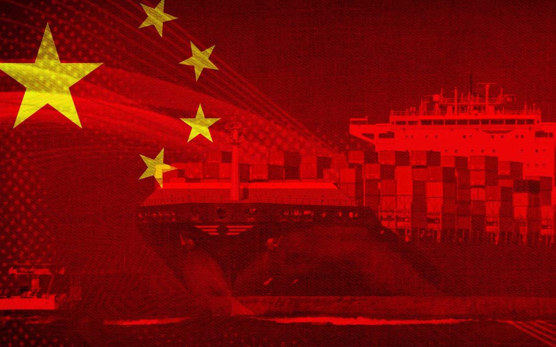 China flag and ship